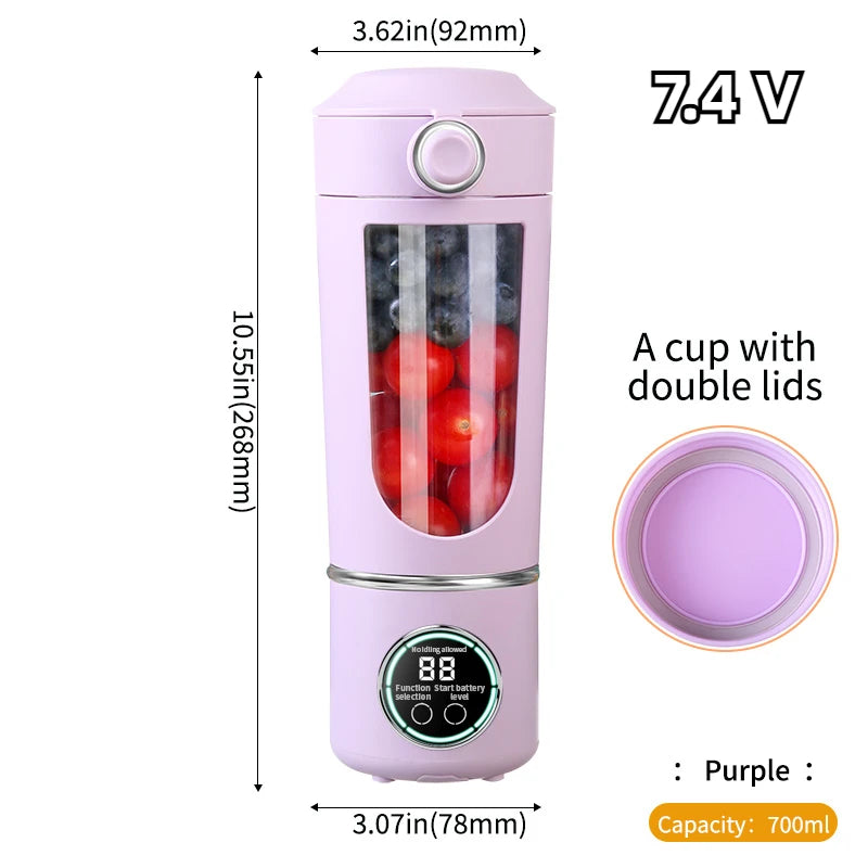 New Portable Juice Maker Blender for Shakes Smoothie 700ML Durable Juicer Steel Blades 2 In 1 Blender Bottle Smoothie Portable